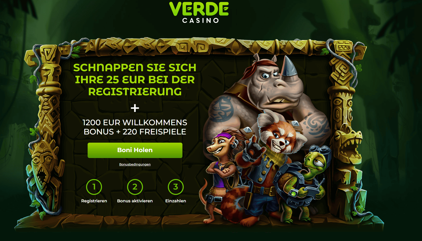 Verde Casino — 25€ Bonus ohne Einzahlung für neue deutsche Spieler